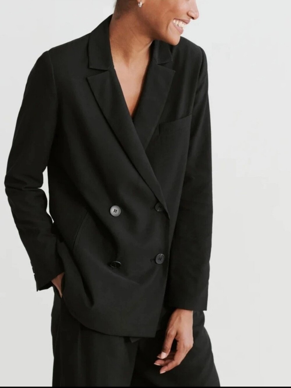 JENNI KAYNE Jones Lightweight Double Breasted Blazer Black Women's 12 Office